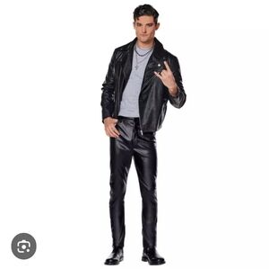 Spirit Halloween Black Leather Faux Pants Adult Costume Sz Large Homecoming NEW